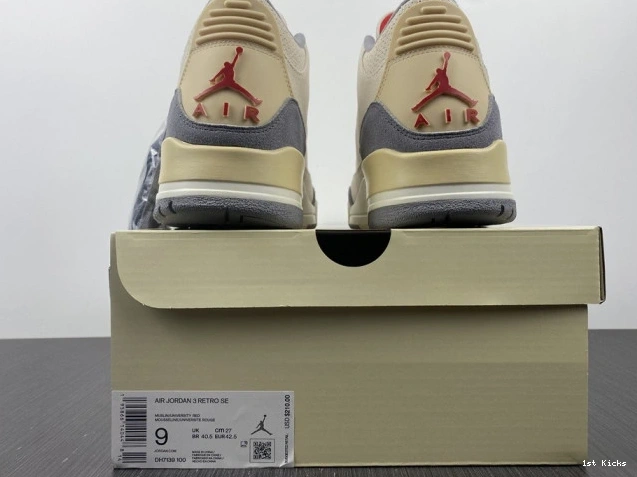 1st Kicks Shoes 3 Jordan Retro Air Muslin DH7139-100 0822